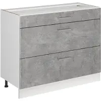 Vicco Meuble cuisine R-Line Béton/Blanc 100cm sans plan de travail, Model 71495