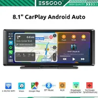Insta24 Autoradio tactile de 8 pouces, lecteur MP5 avec Apple CarPlay et Android Auto sans fil, Bluetooth mains libres, GPS intégré, entrée AUX, port USB, radio FM et écran de résolution 1600 x
