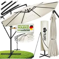 Tillvex Parasol Beige Ø 350 cm Parapluie de jardin Parasol de marché Manivelle Balcon Inclinable Beige - Ø350cm