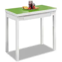 Dripio Table de cuisine en métal, vert, dimensions 80x40 cm, extensible jusqu'à 80x80 cm