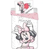 Disney Minnie Mouse linge de lit pour enfants avec des curs, dessin animé, 140 x 200 cm couette, 70 x 90 cm oreiller, 100% coton