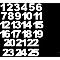 OEM Chiffres pour calendrier de l'Avent à repasser, de 1 à 25, 30 mm, blanc, en flocage