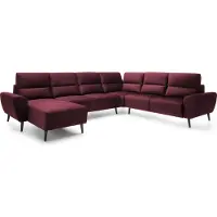 Domo DomoHome Canapé d'angle rembourré BOSCO en forme de U, tissu monolithique, indépendant, avec appuie-tête réglables, canapé pour la famille, taille : 340x270x98cm, couleur : rouge bordeaux