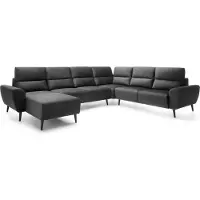 Domo DomoHome Canapé d'angle rembourré BOSCO en forme de U, tissu monolithique, indépendant, avec appuie-tête réglables, canapé pour famille, taille : 340x270x98cm, couleur : gris