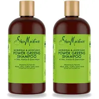 Shea Moisture 2 x Shampooing Power Greens Moringa & Avocat, 384 ml - Pack avantage - 2 pièces