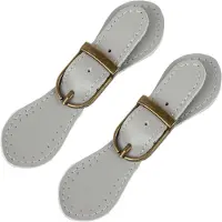 Markenlos Fermetures à rabat en cuir de vachette - Avec boutons-pression en métal argenté - Pour manteaux, vestes et sacs à main - Lot de 2 pièces
