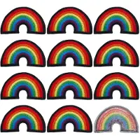 Markenlos 12 pièces de patchs brodés - À repasser - Motif arc-en-ciel - 32x52 mm