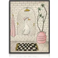 OEM Tableau mural représentant un canard se douchant - Impression artistique décorative pour la salle de bain - 30x40 cm, non encadrée