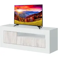 Dripio Meuble TV à 2 portes, avec passe-câbles, en MDF, dimensions 42x139x53 cm, couleur blanche