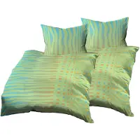 OEM Ensemble de literie 4 pièces, comprenant une couette de 140x200 cm et une taie d'oreiller de 70x90 cm, en microfibre, motif rayures zébrées