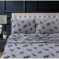OEM Jeu de draps pour lit queen, à carreaux, 4 pièces, avec poche profonde