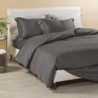 OEM Ensemble de draps en satin de coton, couleur anthracite, pour lit double, 1 pièce
