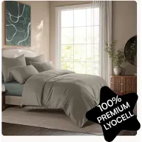 OEM Ensemble de literie 135x200 cm + 80x80 cm, couleur taupe, 2 pièces, en lyocell