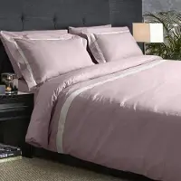 OEM Ensemble de literie 4 pièces, 100% percale, 300 fils, pour lit double, couleur lavande