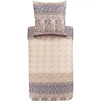 OEM Ensemble de literie Imperia 41, en coton satiné Mako, couleur beige, 2 pièces, dimensions 155x220 cm