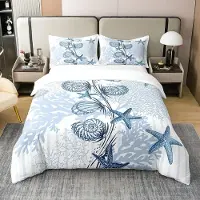 OEM Ensemble de housses de couette 100 % coton, motif océan, pour lit double
