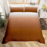 OEM Ensemble de literie pour lit double, dégradé de couleurs marron et blanc, comprenant 2 taies d'oreiller