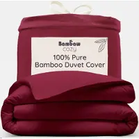 OEM Parure de lit en bambou, taille King-Size, 240x220 cm, couleur bordeaux