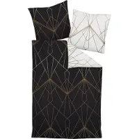 OEM Parure de lit en satin Mako, 155x200 cm + 80x80 cm, couleur bronze-noir
