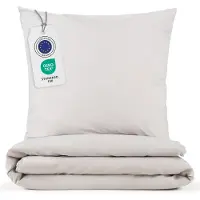 OEM Ensemble de literie en microfibre, comprenant une housse de couette de 240x220 cm et deux taies d'oreiller de 40x70 cm, couleur gris "lumière de lune"