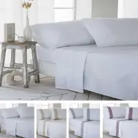 OEM Jeu de literie, percale, coton, 180 fils, 4 pièces, blanc