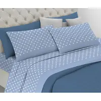 OEM Ensemble de draps en flanelle, 100% coton, motif jean à pois, pour lit double