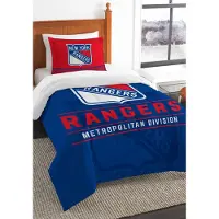 OEM Ensemble de couette NHL New York Rangers, taille simple, 100 % polyester