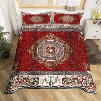OEM Jeu de literie avec motif tribal, 200x200 cm, rouge/jaune, en polyester