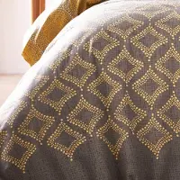 OEM Ensemble de draps pour lit super king, couleur ocre, motif ethnique, 3 pièces