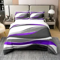 OEM Ensemble de draps king size, 100% coton, motif rayures rétro, 3 pièces