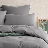 OEM Jeu de literie 155x220 cm + 80x80 cm, gris foncé, 2 pièces