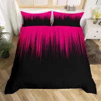 OEM Housse de couette King Size, noire et rose, 3 pièces, réversible