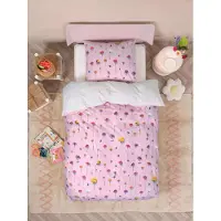 OEM Parure de lit en Coton, couleur rose "Bloom", dimensions 135x200 cm + 80x80 cm