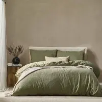 OEM Couvre-lit Malton à rayures, 100% coton, vert forêt, pour lit double