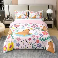 OEM Couverture de lit capybara, 200x200 cm, 100% coton, ensemble de 3 pièces