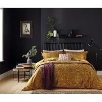 OEM Housse de couette 200x200 cm, 100% Coton, 220 fils, motif floral, couleur or