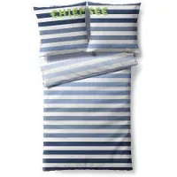 OEM Ensemble de draps à rayures, en coton renforcé, bleu, dimensions : 155x220 cm + 80x80 cm