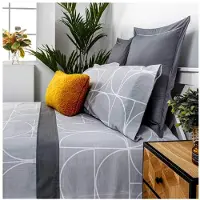OEM Ensemble de literie 200x190/200 cm, 4 pièces, en polycoton, motif géométrique