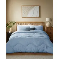 OEM Ensemble de couettes 4,5 TOG, taille Super King, motif à pois texturés, couleur bleu nuit