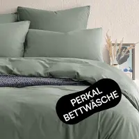 OEM Ensemble de literie 135x200 cm + 80x80 cm, vert, en percale de coton