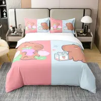 OEM Housse de couette Set Capybara, 100% coton, 135x200 cm, rose et bleu
