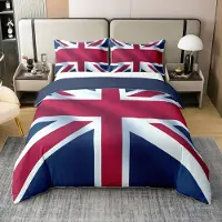 OEM Ensemble de housses de couette Union Jack, super king size, 100% coton, 3 pièces
