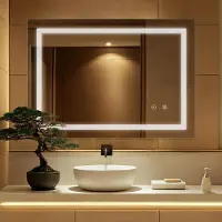 OEM Miroir de salle de bain LED, 70x90 cm, anti-buée, variateur d'intensité, indice de protection IP44, aluminium