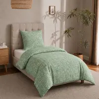 OEM Jeu de literie 135x200 cm, 100% coton, vert, 2 pièces