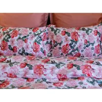 OEM Ensemble de literie, motif "Corail Peony", 100% coton, dimensions : 135x200 cm + 80x80 cm