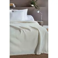 OEM Couverture en laine de mouton 100%, unie, 240x300 cm, couleur naturelle
