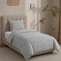 OEM Jeu de literie 135x200 cm, 100% coton, 2 pièces, gris