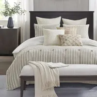 OEM Ensemble de literie, tissu jacquard texturé, couleur ivoire, 10 pièces