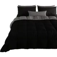 OEM Couverture d'hiver pour lit 240x260 cm, pour 2 personnes, couleur noire, en microfibre, 300 g/m²
