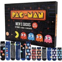 Dripio Calendrier de l'Avent Pac-Man avec 12 paires de chaussettes, taille 40-45